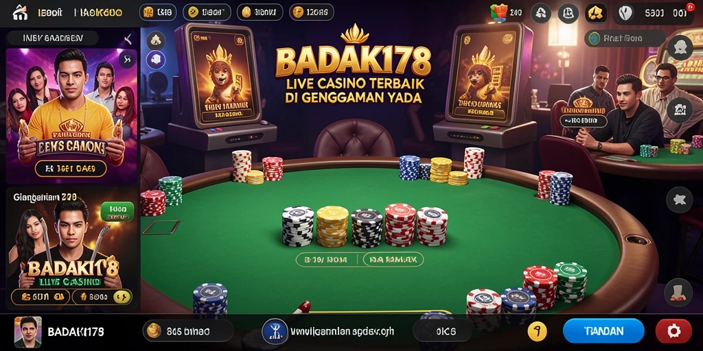 Screenshot BADAK178 menampilkan dealer langsung dan permainan kasino yang menarik.
