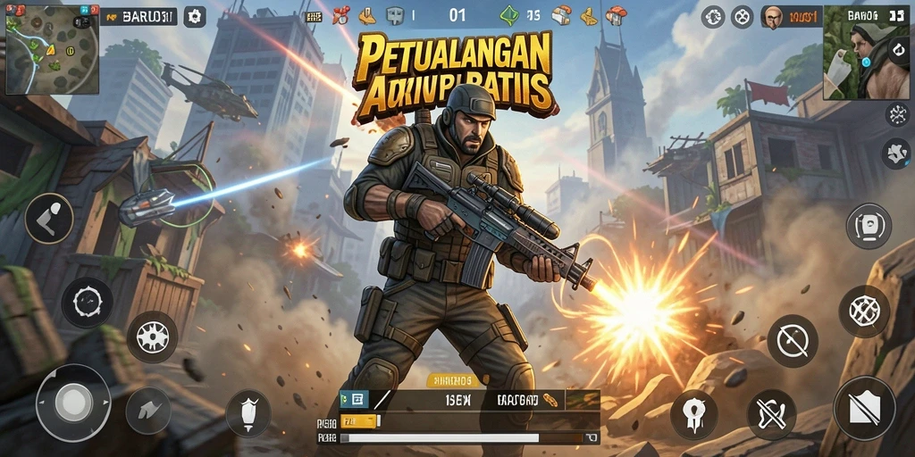 Tangkapan layar utama BARU01 menunjukkan aksi mendebarkan dalam pertarungan.