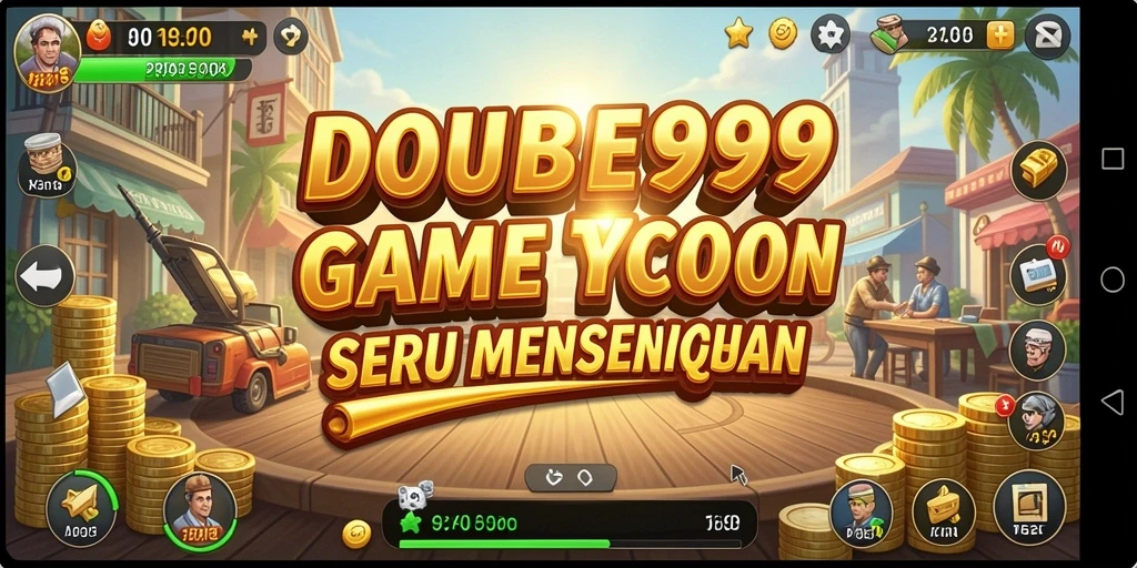 Tampilan gameplay <strong>DOUBLE999</strong> menampilkan manajemen bisnis yang mendebarkan.