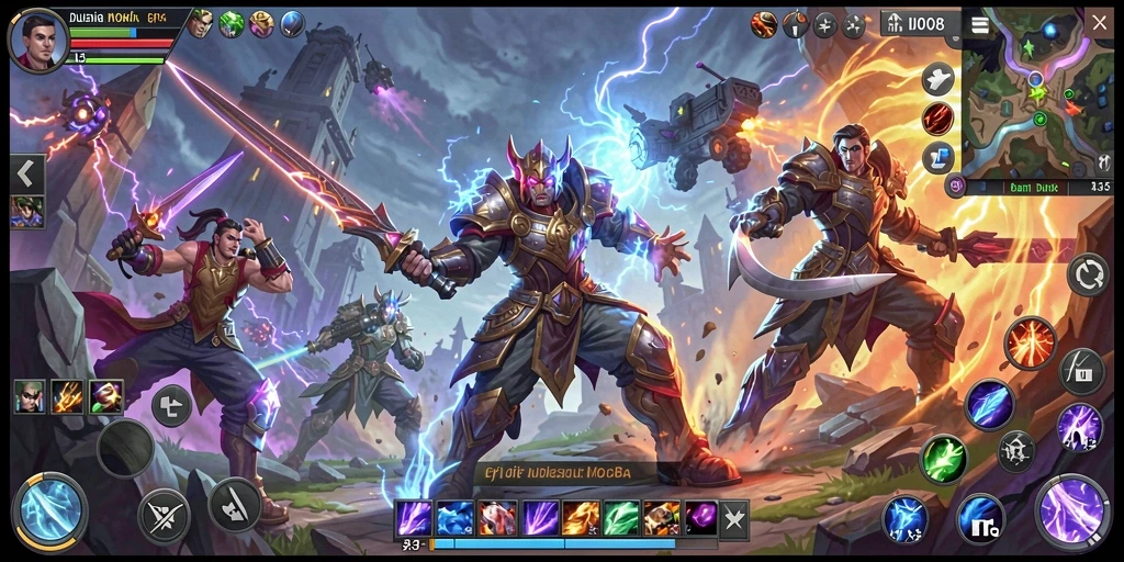 Tampilan gameplay seru dalam pertempuran tim di ID098.