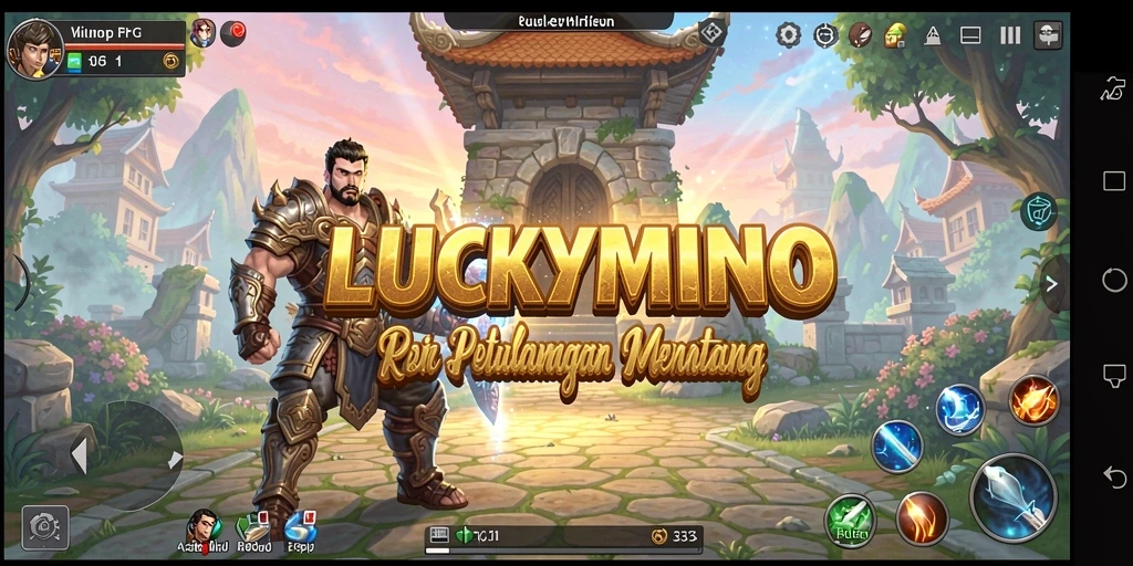Tampilan gameplay <strong>LUCKYMINO</strong> yang memikat dalam petualangan RPG.
