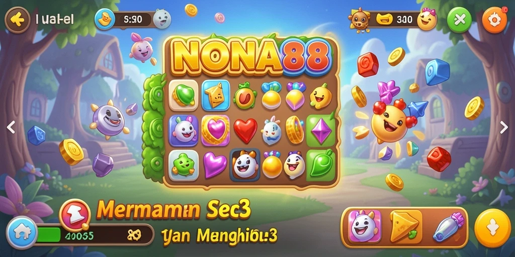 Tangkapan layar NONA88 menunjukkan gameplay Match-3 yang menarik.