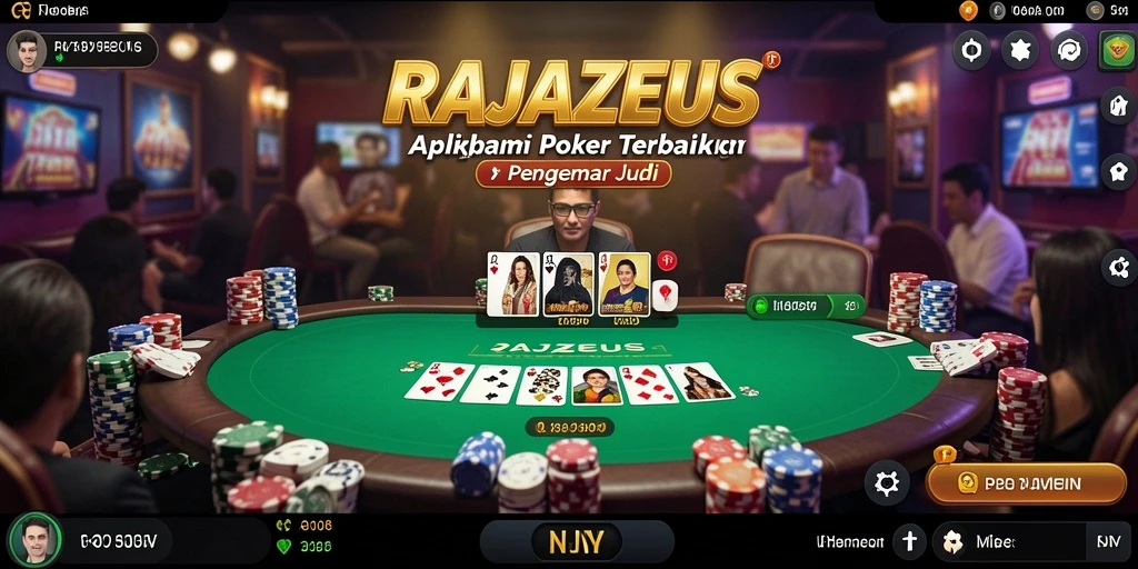 Tampilan gameplay poker yang seru dan menarik di RAJAZEUS.