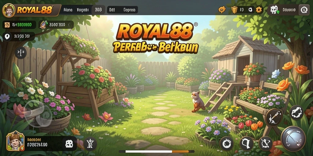 Tangkapan layar <strong>ROYAL88</strong> menunjukkan pemandangan indah kebun dengan hasil panen yang melimpah.