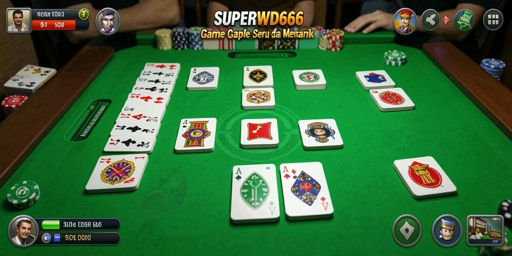 Tangkapan layar SUPERWD666 menampilkan gameplay Gaple yang menarik.