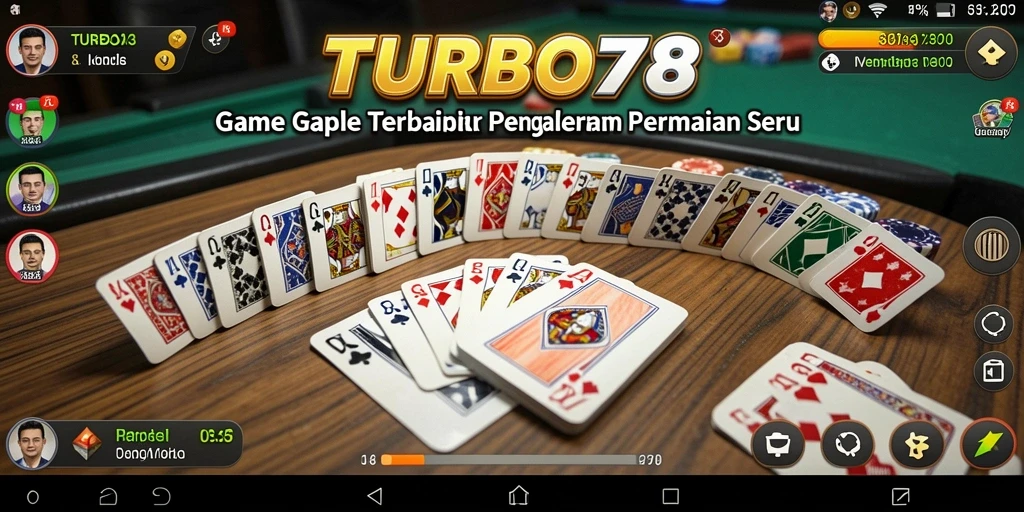 Screenshot TURBO78 menampilkan gameplay Gaple yang seru dan interaktif.